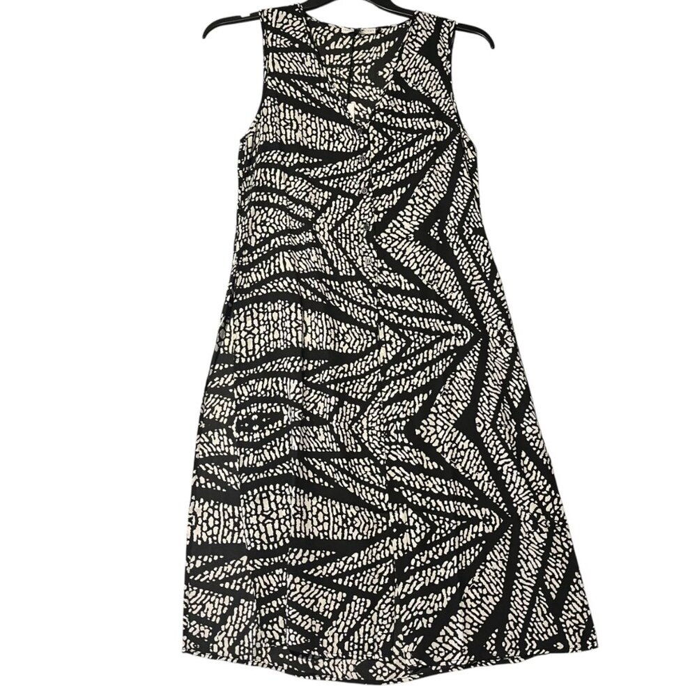 Three Eighty Two Women's XS Tank Top Split Sides Long Black White Pattern Summer